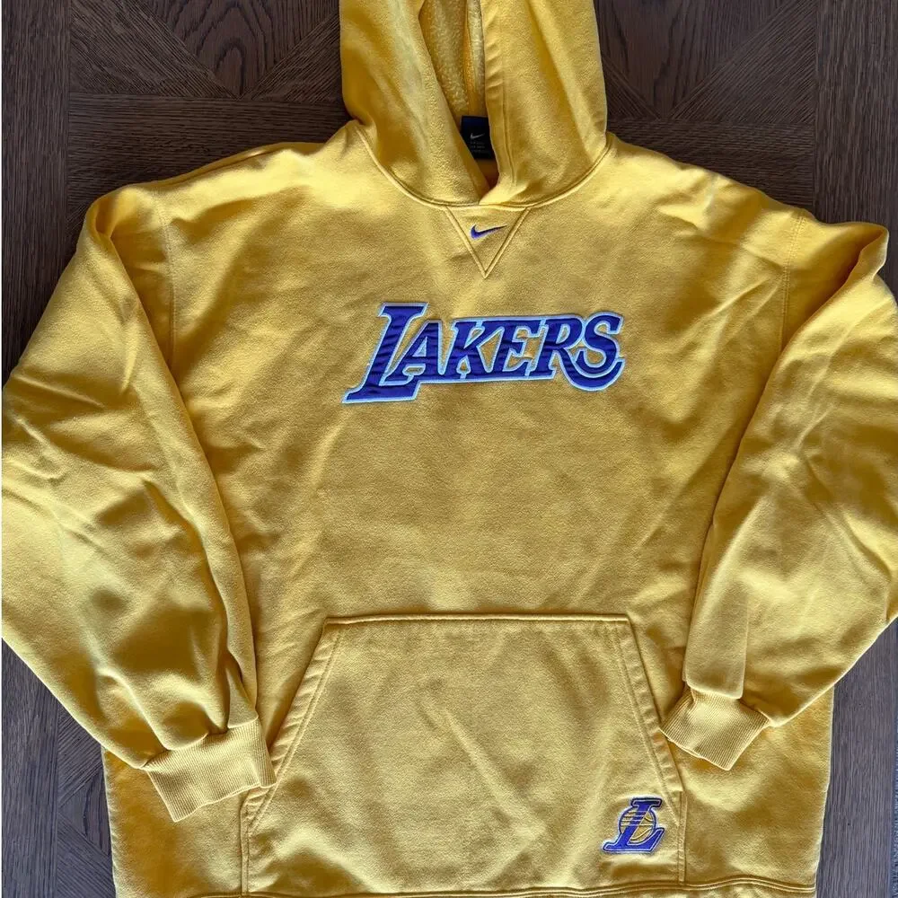 Vintage Nike Team Lakers Hoodie XXL Center Swoosh Embroidered NBA Pullover